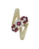 Ruby and Diamond Flower Zig Zag Ring